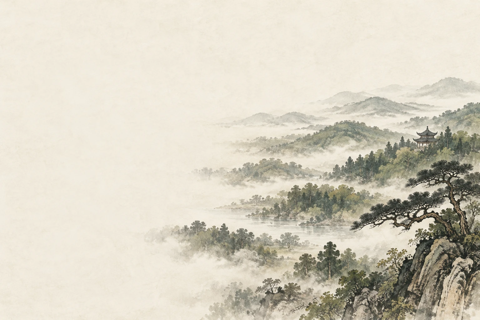 A contemplative ink landscape inspired by Maoshan